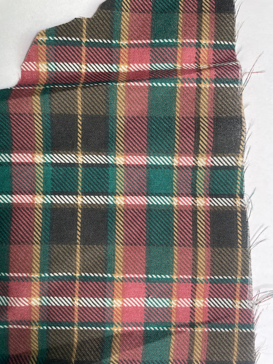 Green, Pink, Tan, Black Plaid Vintage Cotton Poplin "Ranch Holiday"