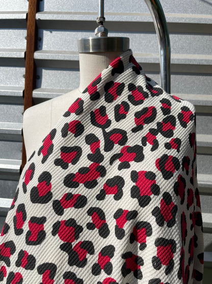 White Red Leopard Print 90s Cotton Thermal Knit "Loud Leo"