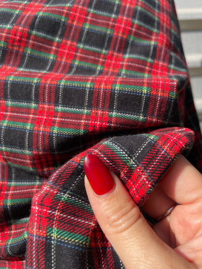 Black Red Green Plaid Rayon Spandex Jersey "Scottie Bodie"