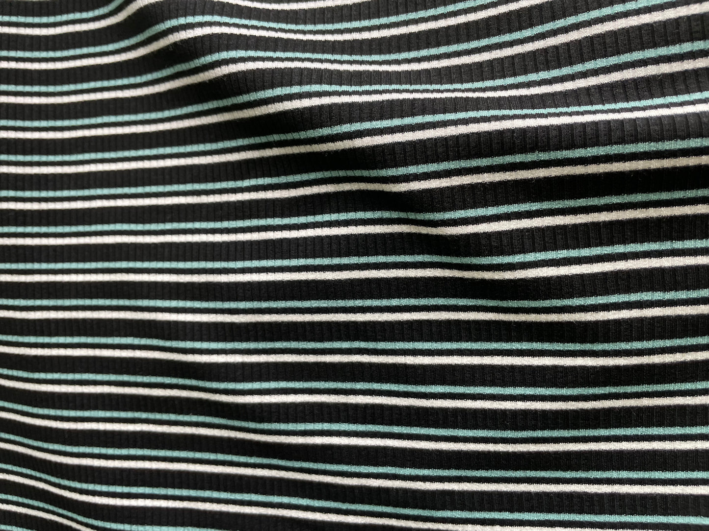 Black Mint White Stripe 2x1 Soft Rayon/Spandex Rib "Midnight Workout"