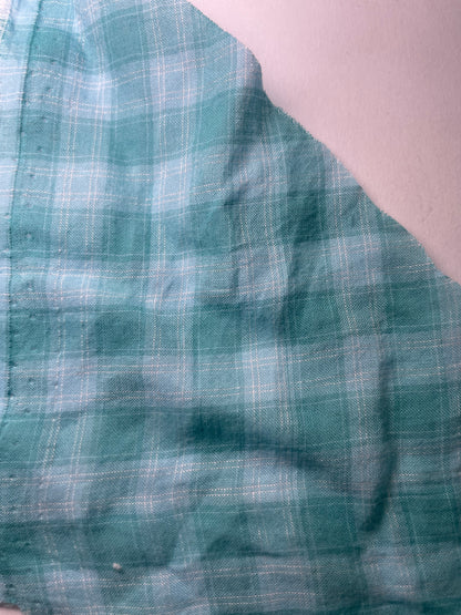 Aqua Blue Sheer Gingham Plaid Cotton Voile "Lake Day"