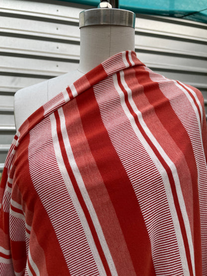 Rust Orange White Retro Inspired Stripe Cotton Rayon Spandex Soft Jersey "Teen Spirit"