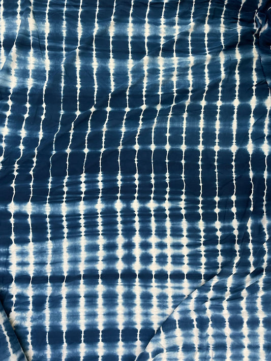 Indigo Printed Rayon Challis Tie Dye "Pacific Dive"