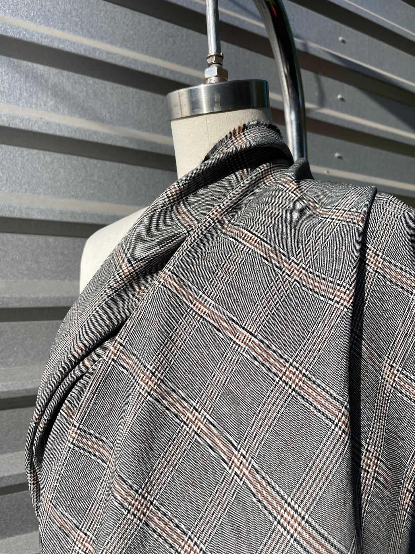 Glen Plaid Rayon Poly Spandex Gabardine Woven "Business School"