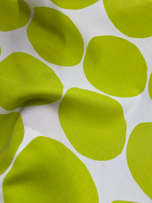 Lime White Abstract Large Polka Dots "Verde Circle Moment"