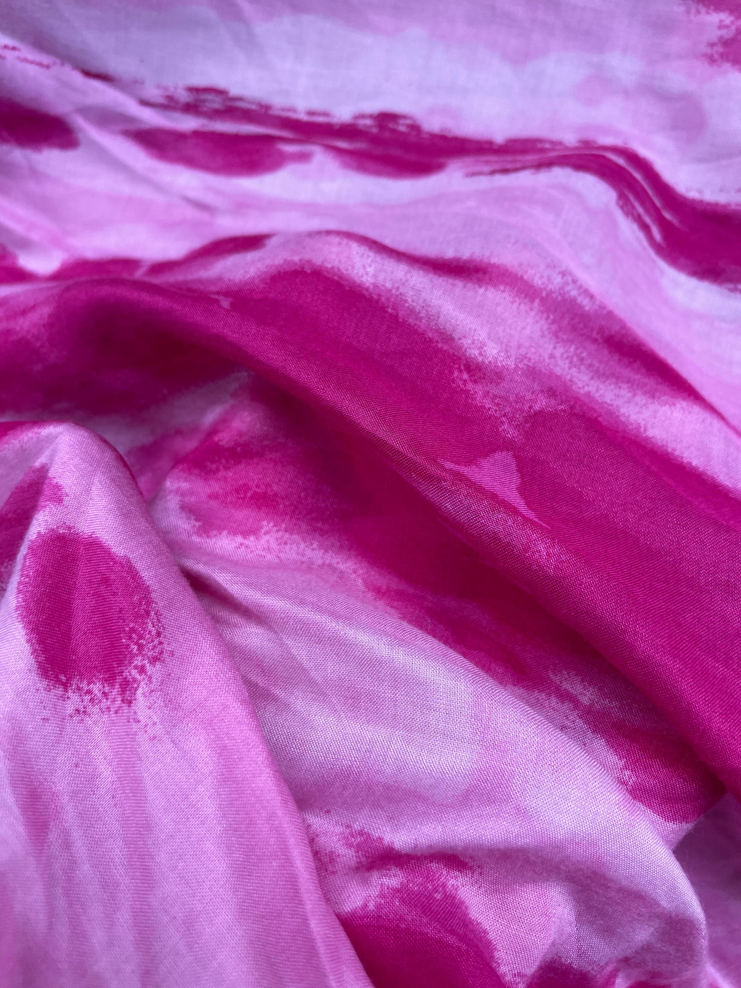 Pink Printed Rayon Challis Tie Dye "Sugar Dive"