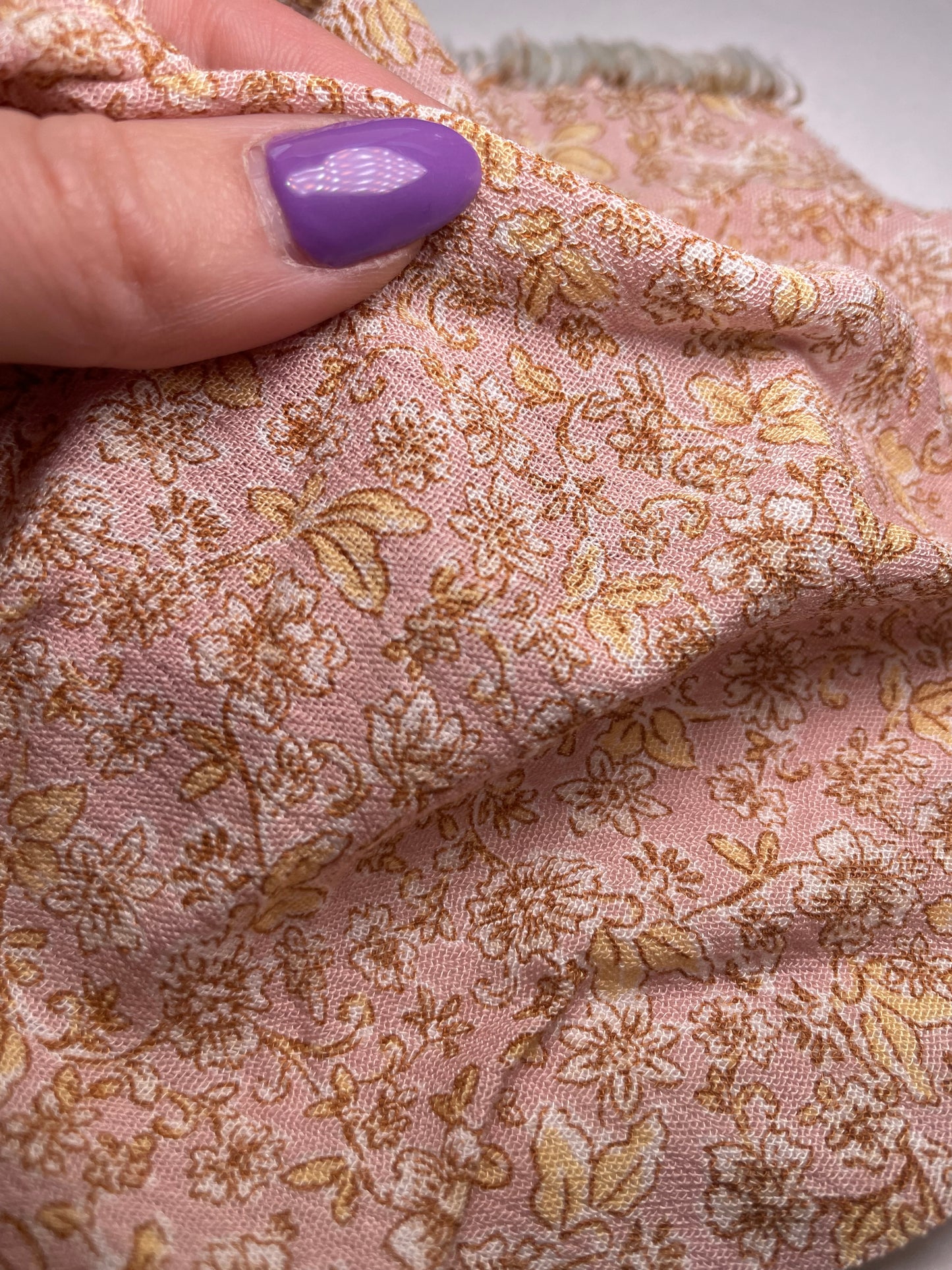 Pink Butter Yellow Ditsy Floral Soft Rayon Crepe "Jessica's Garden"