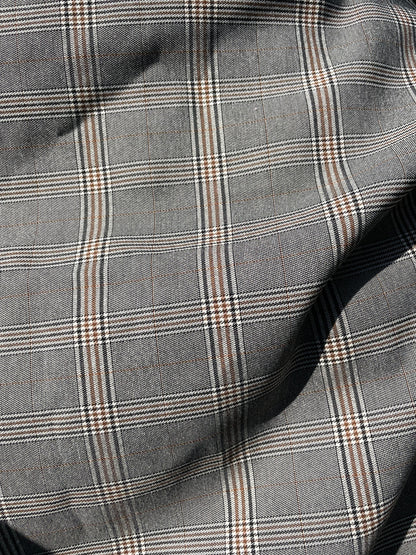 Glen Plaid Rayon Poly Spandex Gabardine Woven "Business School"