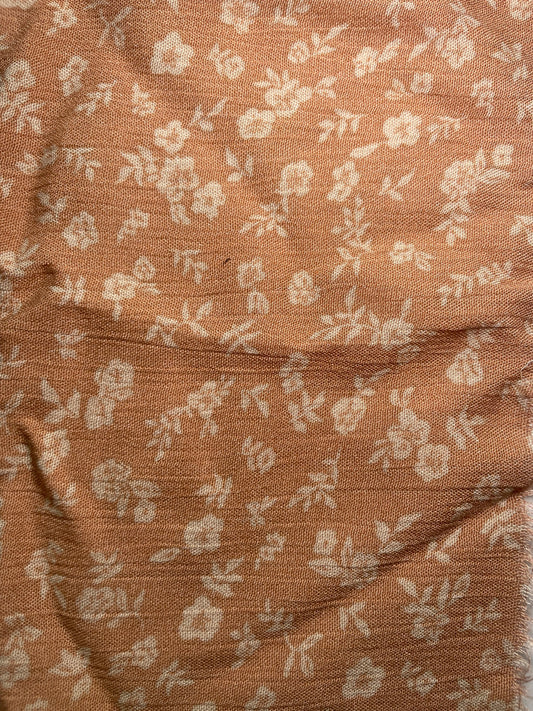 Tan Beige Floral Soft Rayon Crepe "Charlotte Ann"