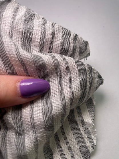 White Grey Stripe Rayon Challis "Ranch Twirl"