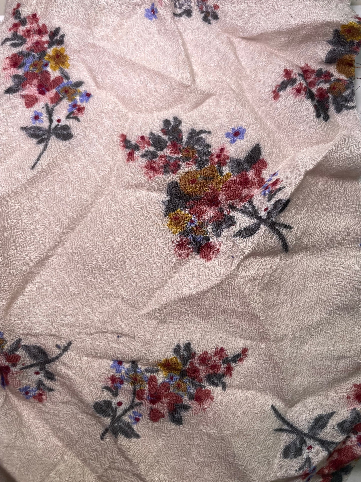 Light Pink Multi Floral Print Rayon Challis Jacquard "Square Dance Showdown"