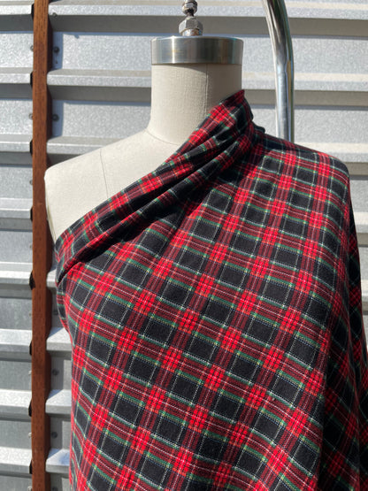 Black Red Green Plaid Rayon Spandex Jersey "Scottie Bodie"