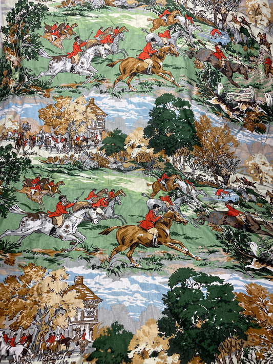 Vintage Upholstey Linen Horses Hounds “Chasing Fancy Lads”