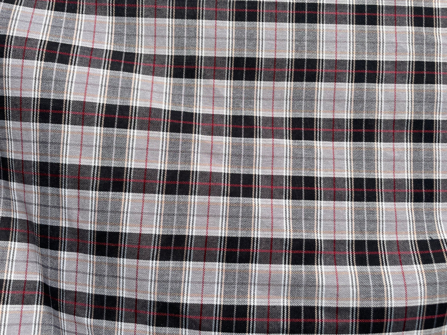 Black Grey Burgundy Plaid Grunge Cotton Voile "It's Whatever"