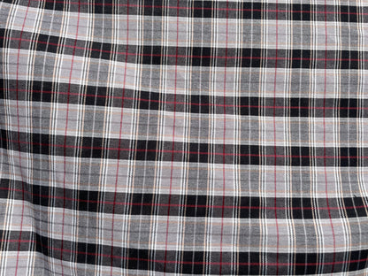 Black Grey Burgundy Plaid Grunge Cotton Voile "It's Whatever"