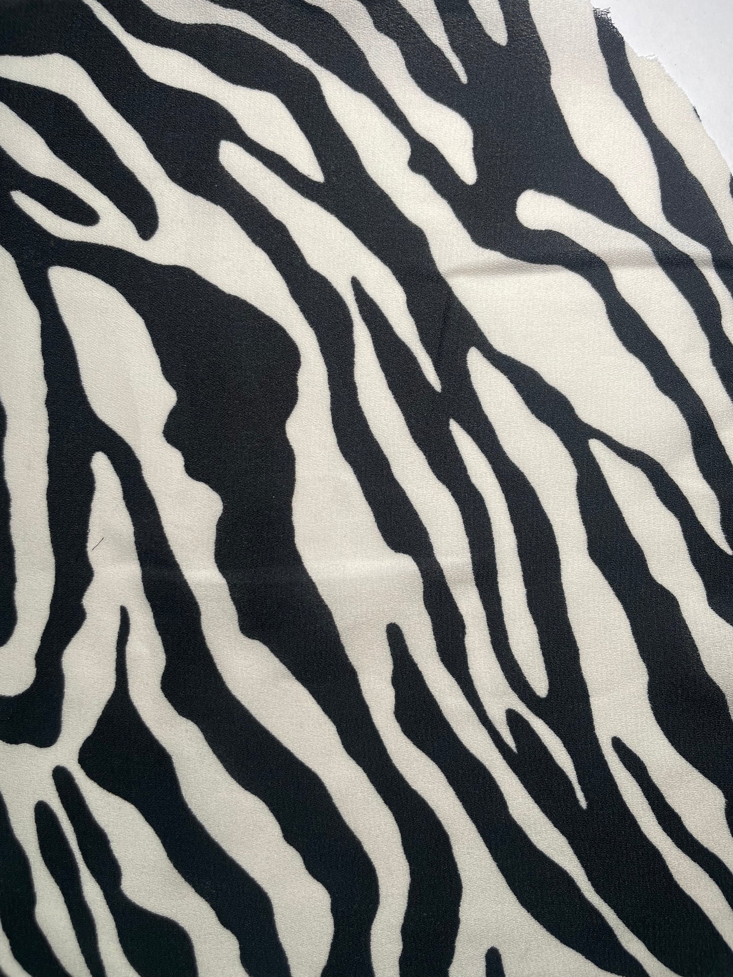 Black White Zebra Crepe Polyester "Zebra Safari"