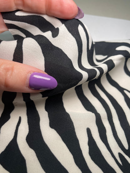 Black White Zebra Crepe Polyester "Zebra Safari"