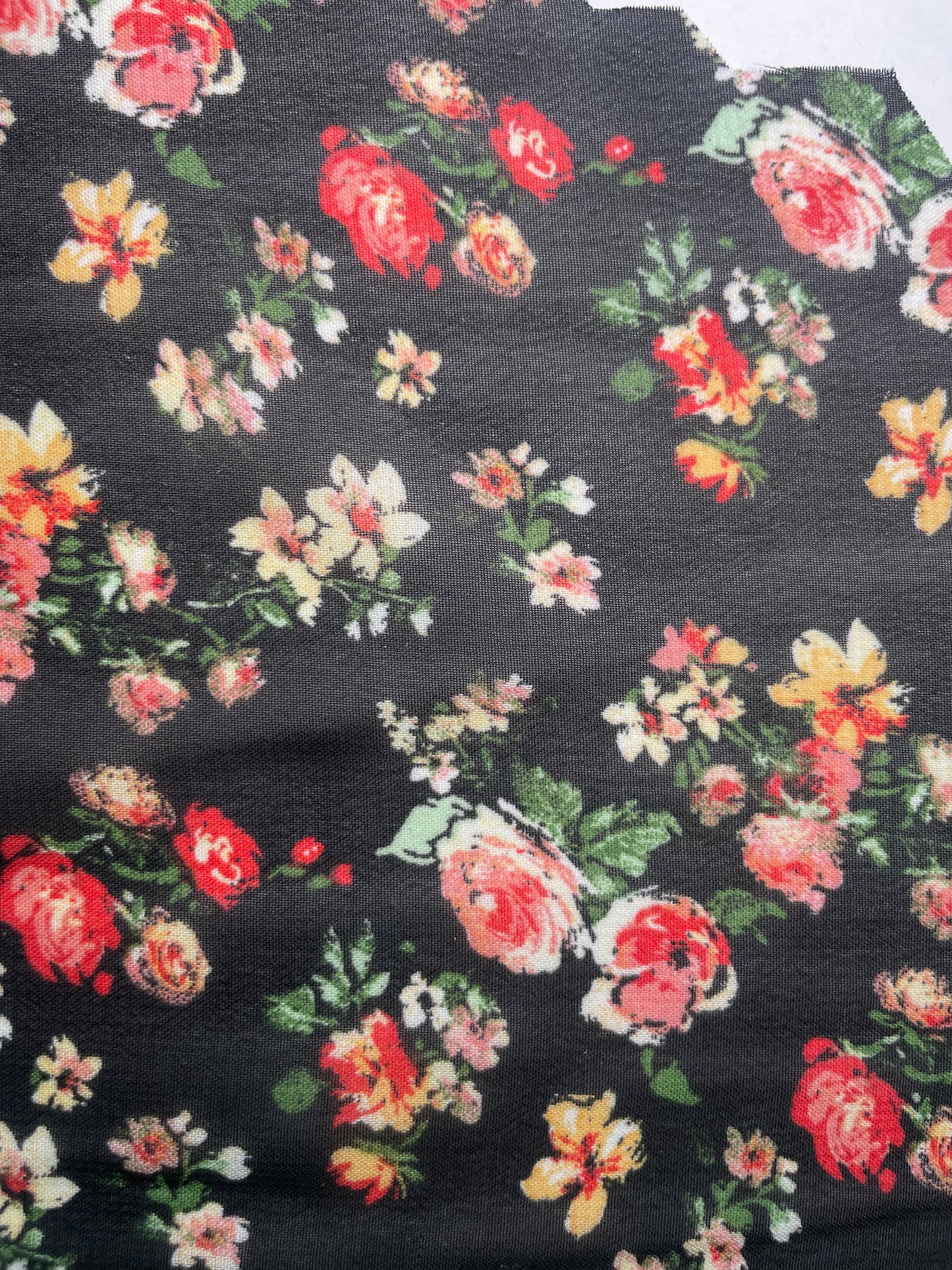 Black Red Rose Polyester Chiffon "Rebel Rose"