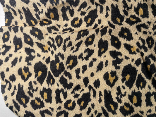 Tan Black Leopard Print Rayon Crepe "Kat Punch"