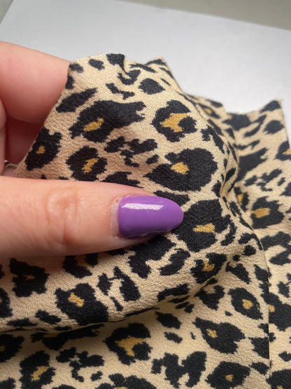 Tan Black Leopard Print Rayon Crepe "Kat Punch"