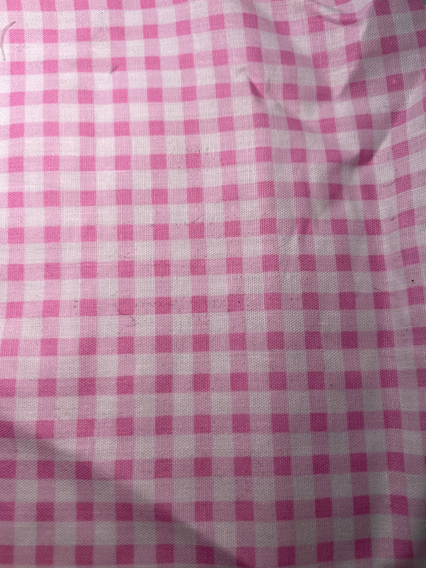 Pink White Gingham Vintage Cotton Lightweight Poplin "Picnic with Brittany"