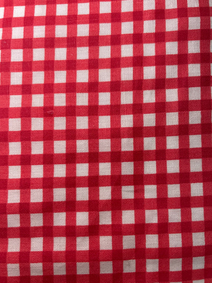 Red White Gingham Vintage Cotton Lightweight Poplin "Picnic with Becca"