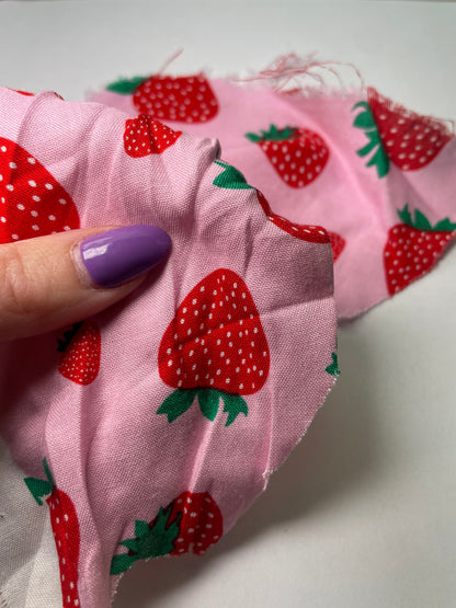 Red Pink Strawberry Print Rayon Challis "Strawberry Dreamin'"