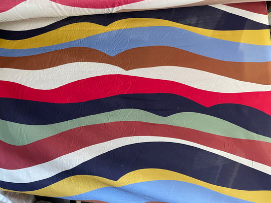 Silk Cotton Voile Bold Colorful Wavy Stripe "Haute Waves"