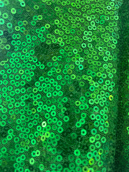Green Mini Disc Sequin Polyester Mesh "Ivy's Growing"