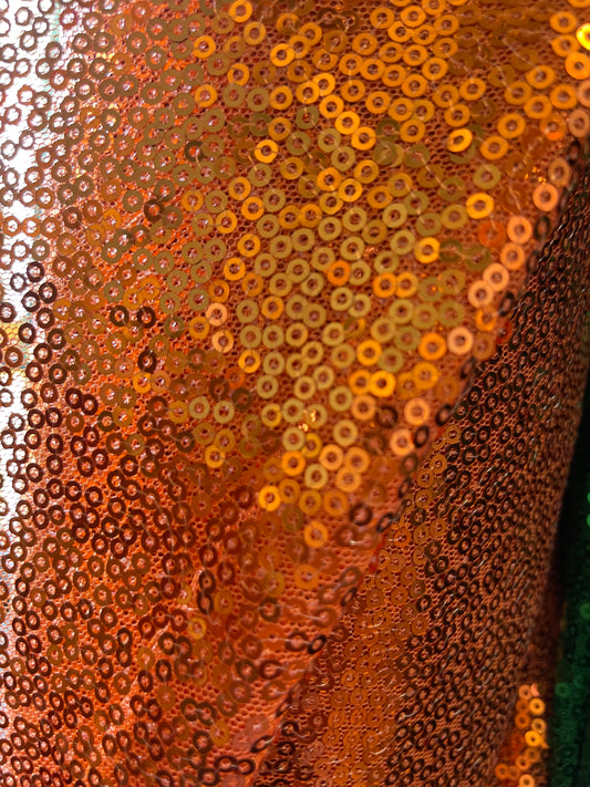 Orange Mini Disc Sequin Polyester Mesh "Starfire"