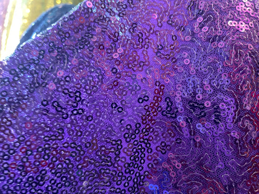 Purple Mini Disc Sequin Polyester Mesh "Grape Goddess"