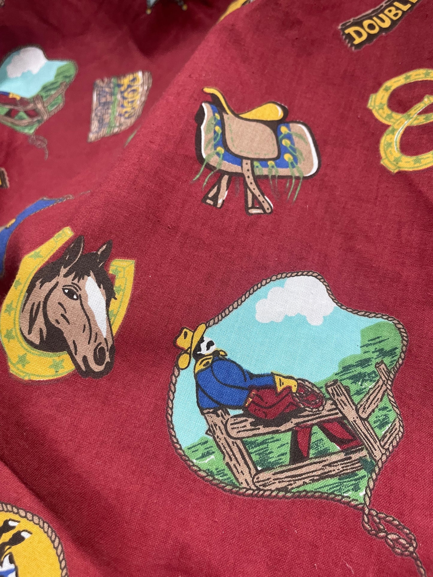 Vintage Red Cowboy Rodeo Cotton Poplin "Lucky Red"