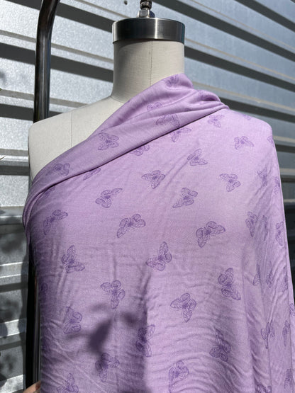 Purple Lavender Butterfly Retro Spring Print Rayon Challis "Butterfly Dreams"