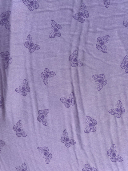 Purple Lavender Butterfly Retro Spring Print Rayon Challis "Butterfly Dreams"