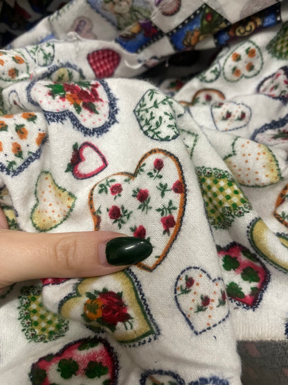 Vintage Heart Print Cotton Flannel "Nana's Softie"