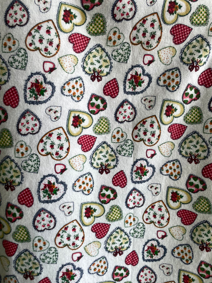 Vintage Heart Print Cotton Flannel "Nana's Softie"