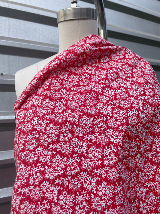 Ditsy Red White Floral Cotton Poplin "Febuary Flowers"