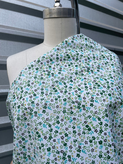 Ditsy Green Floral Vintage Cotton Lightweight Poplin "Green Meadows"