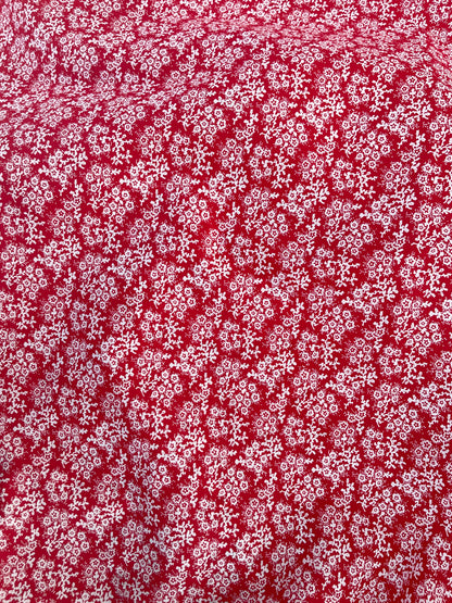 Ditsy Red White Floral Cotton Poplin "Febuary Flowers"